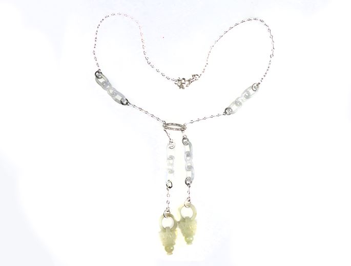   Cartier - Early 20th century celadon jade, white enamel and diamond necklace | MasterArt